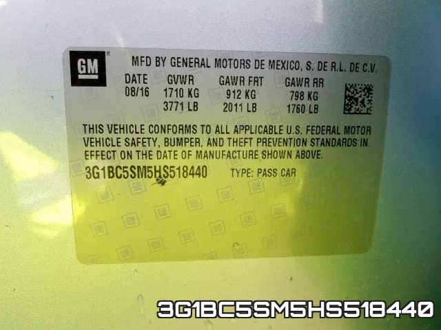 3G1BC5SM5HS518440 фото 2