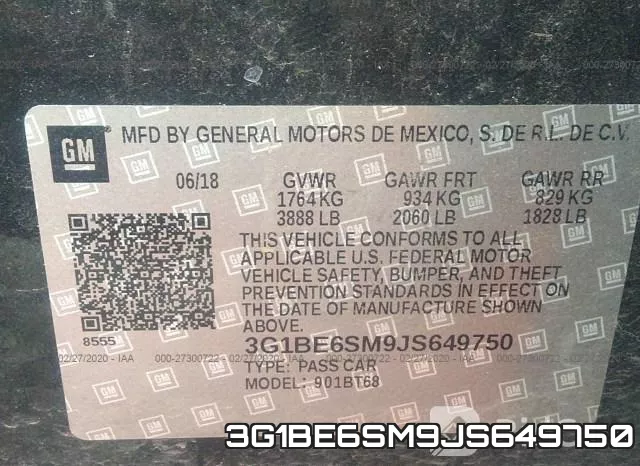 3G1BE6SM9JS649750 фото 10