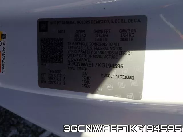 3GCNWAEF7KG194595 фото 2