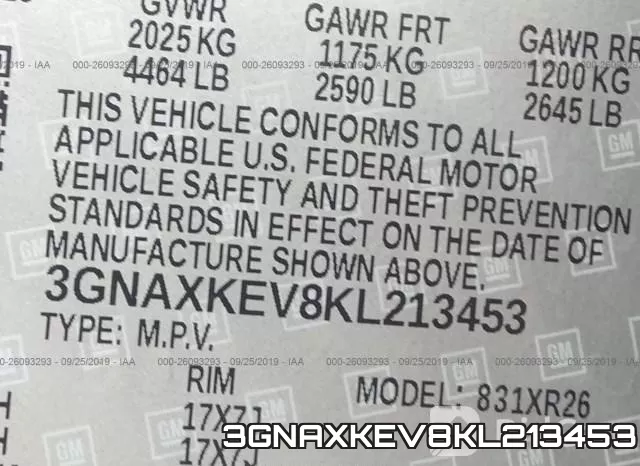 3GNAXKEV8KL213453 фото 10