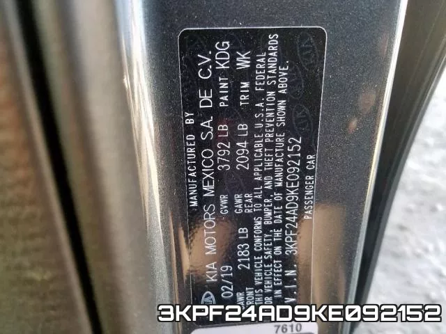 3KPF24AD9KE092152 фото 2