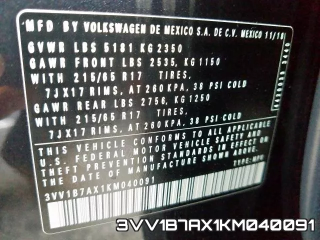 3VV1B7AX1KM040091 фото 2