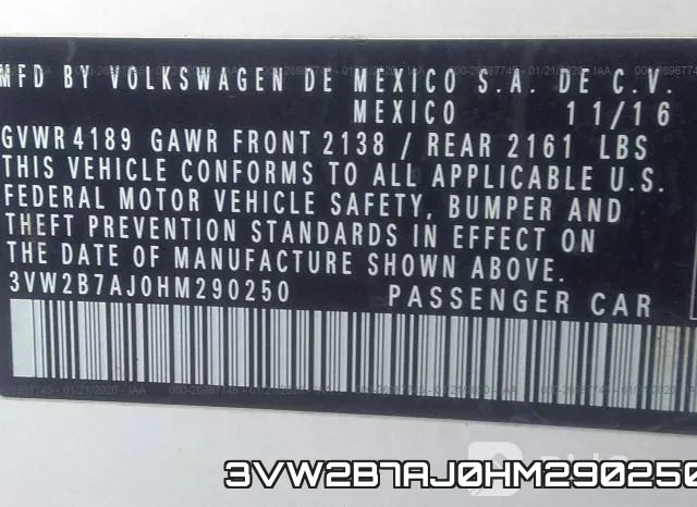 3VW2B7AJ0HM290250 фото 10