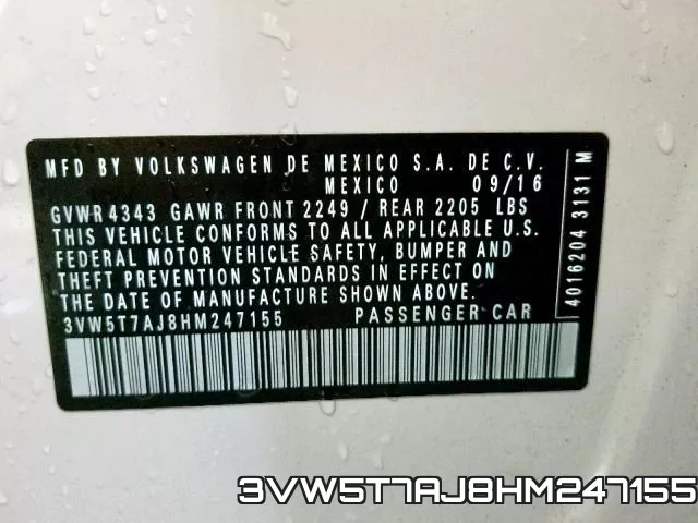 3VW5T7AJ8HM247155 фото 2