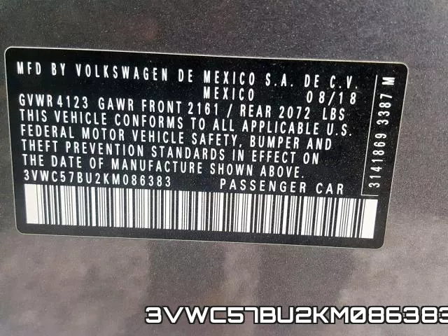 3VWC57BU2KM086383 фото 2