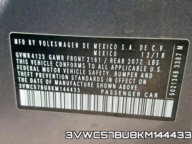 3VWC57BU8KM144433 фото 2
