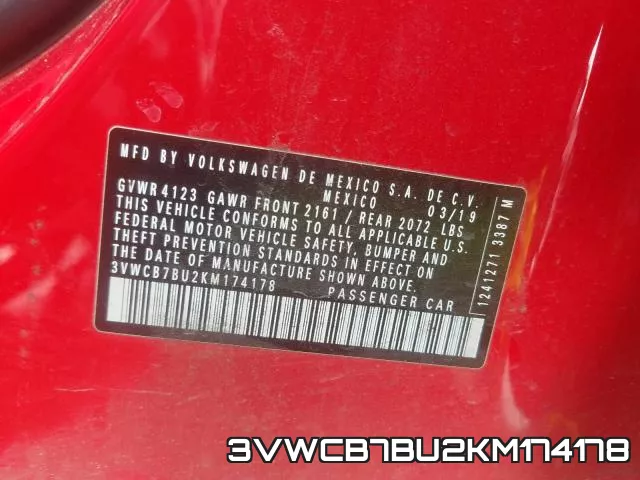 3VWCB7BU2KM174178 фото 2