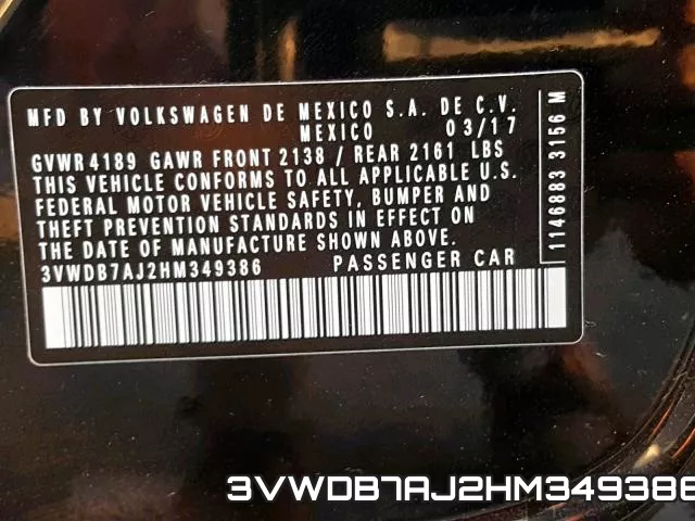 3VWDB7AJ2HM349386 фото 2