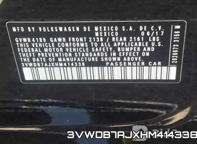 3VWDB7AJXHM414338 фото 10