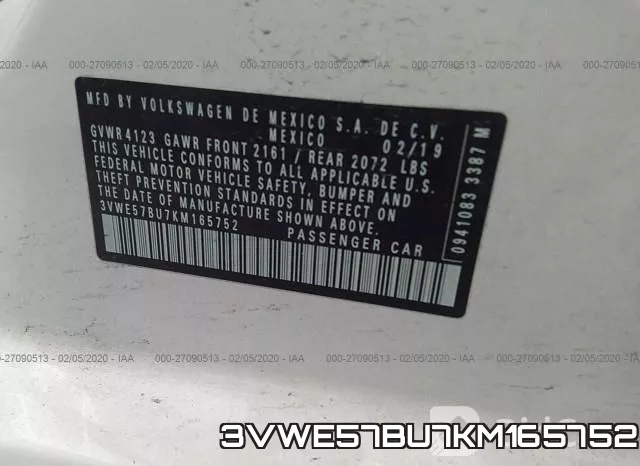 3VWE57BU7KM165752 фото 10