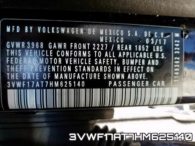 3VWF17AT7HM625140 фото 2