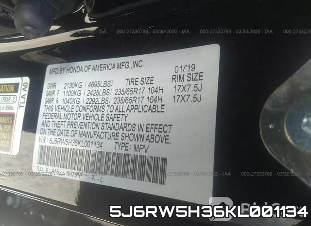 5J6RW5H36KL001134 фото 10