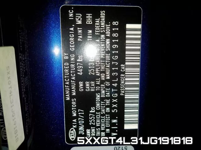 5XXGT4L31JG191818 фото 2
