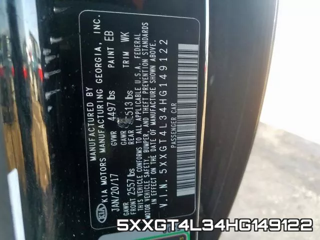 5XXGT4L34HG149122 фото 2