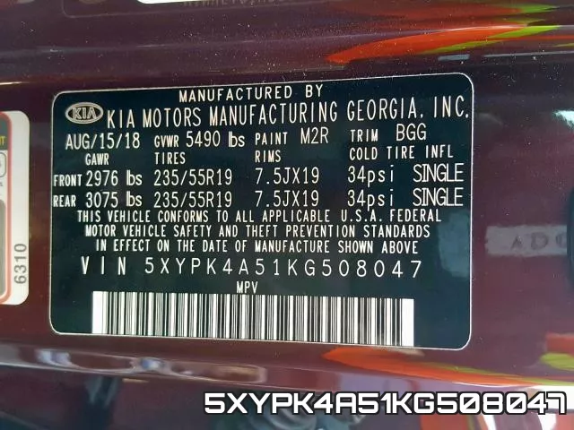 5XYPK4A51KG508047 фото 2