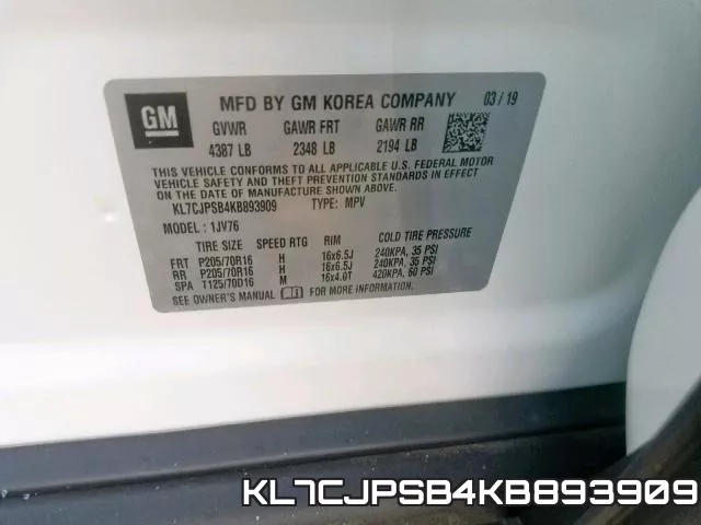 KL7CJPSB4KB893909 фото 2