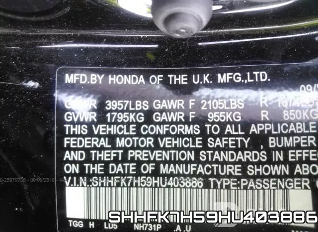 SHHFK7H59HU403886 фото 10