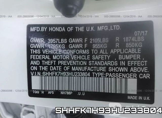 SHHFK7H93HU233804 фото 10