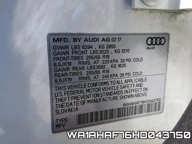WA1AHAF76HD043750 фото 2