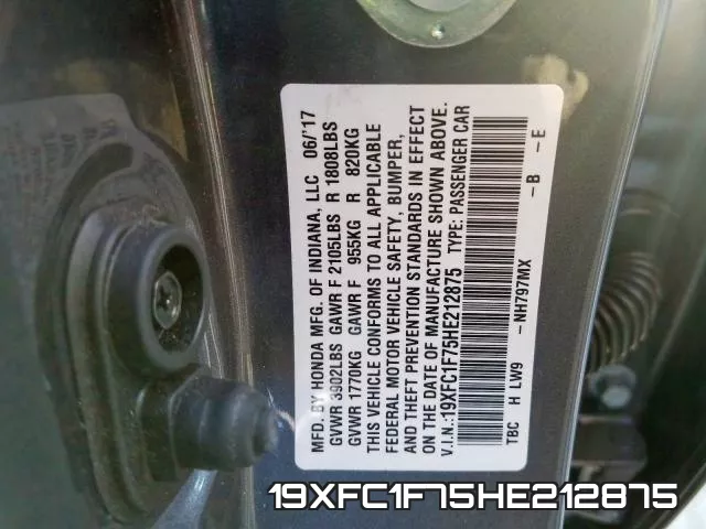 19XFC1F75HE212875 фото 2