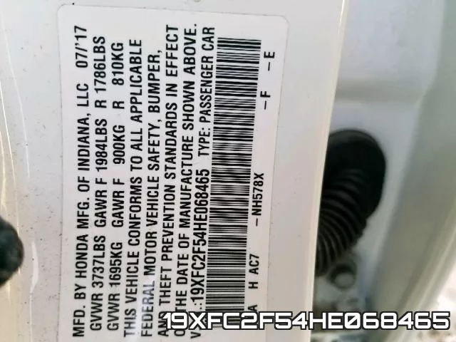 19XFC2F54HE068465 фото 2