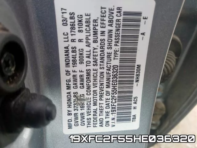 19XFC2F55HE036320 фото 2