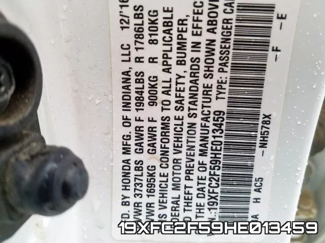 19XFC2F59HE013459 фото 2