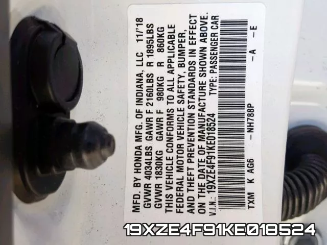 19XZE4F91KE018524 фото 2