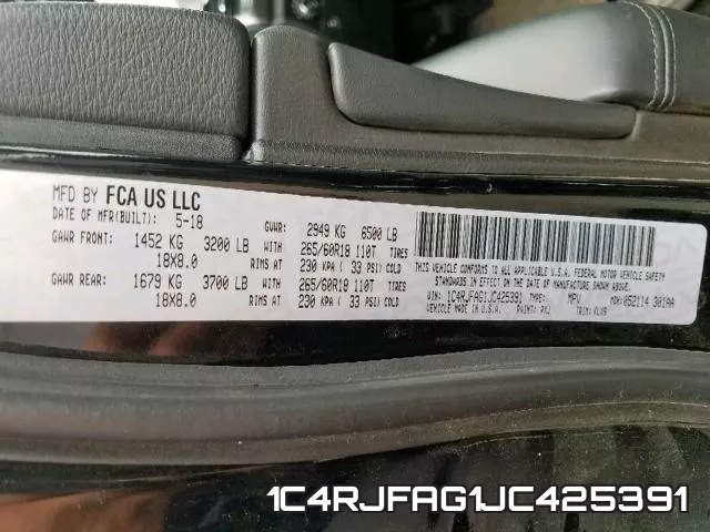 1C4RJFAG1JC425391 фото 2