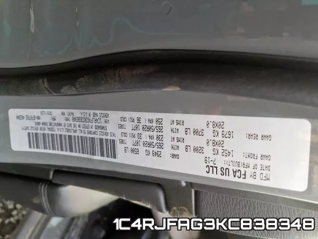 1C4RJFAG3KC838348 фото 2
