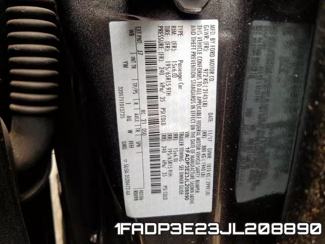 1FADP3E23JL208890 фото 2