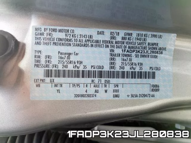 1FADP3K23JL280838 фото 2