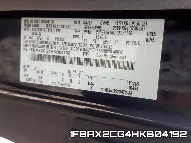1FBAX2CG4HKB04192 фото 2