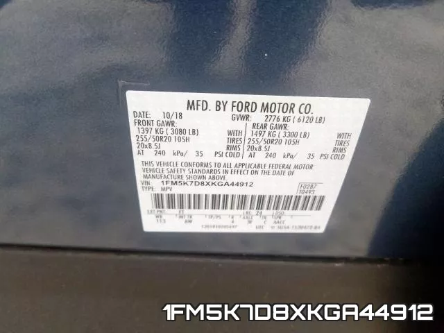 1FM5K7D8XKGA44912 фото 2