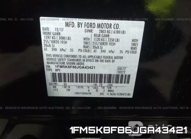 1FM5K8F86JGA43421 фото 10