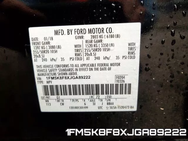 1FM5K8F8XJGA89222 фото 2
