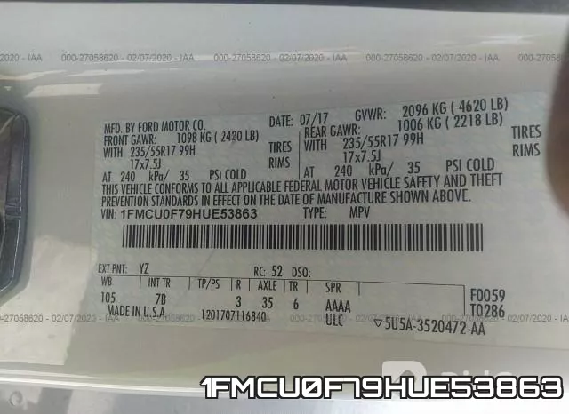 1FMCU0F79HUE53863 фото 10