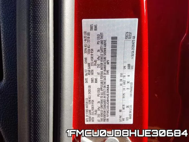 1FMCU0JD8HUE30684 фото 2