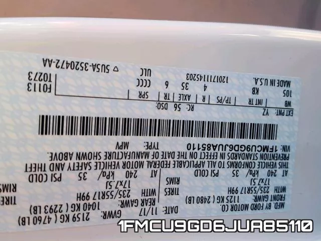 1FMCU9GD6JUA85110 фото 2