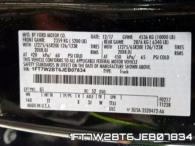 1FT7W2BT6JEB07834 фото 2