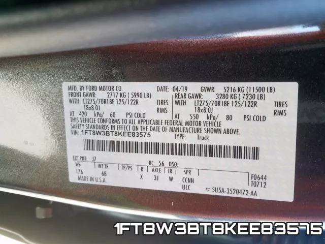 1FT8W3BT8KEE83575 фото 2