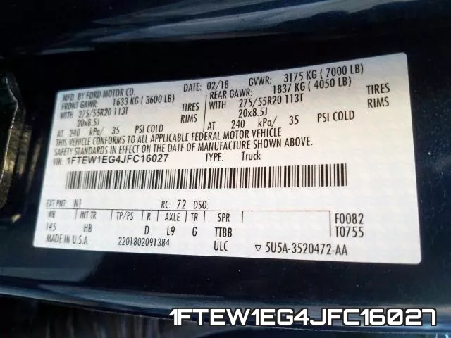 1FTEW1EG4JFC16027 фото 2