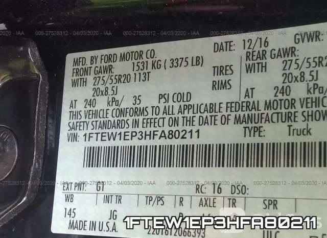 1FTEW1EP3HFA80211 фото 10