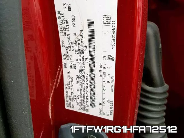 1FTFW1RG1HFA72512 фото 2