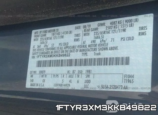 1FTYR3XM3KKB49822 фото 10