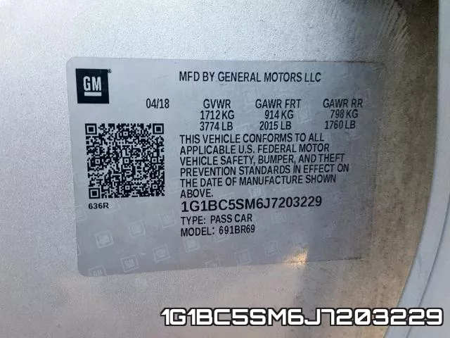 1G1BC5SM6J7203229 фото 2