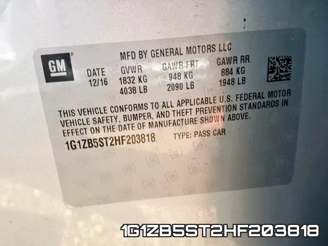 1G1ZB5ST2HF203818 фото 2