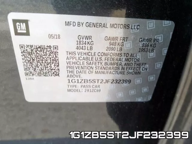 1G1ZB5ST2JF232399 фото 2