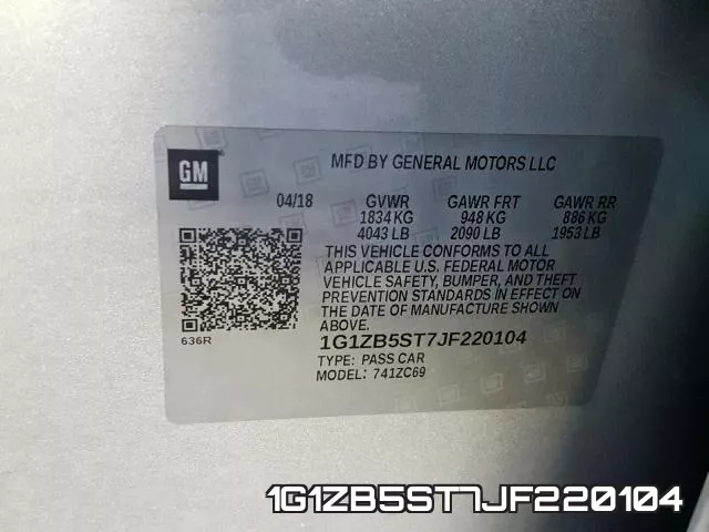 1G1ZB5ST7JF220104 фото 2