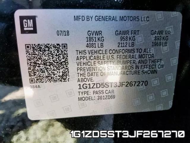1G1ZD5ST3JF267270 фото 2